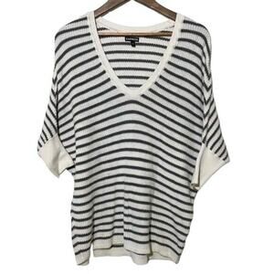 Express  Sweater Women's Size Small Dolman Sleeve White/Gray Stripe Oversized